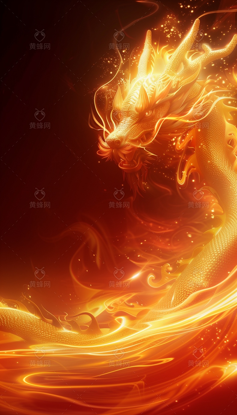 中国龙红金光效图片素材 - 素材 - 黄蜂网 - 原创可商用设计作品