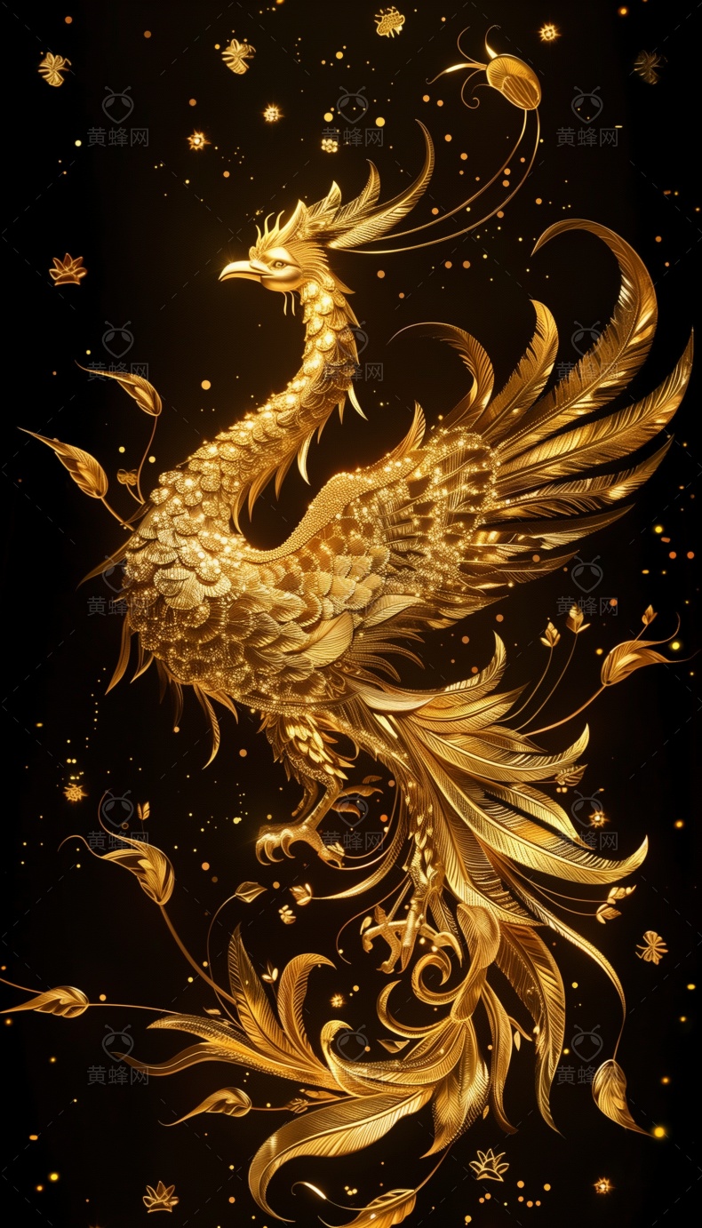凤凰,黑金凤凰,黑金高端凤凰,ai凤凰图片