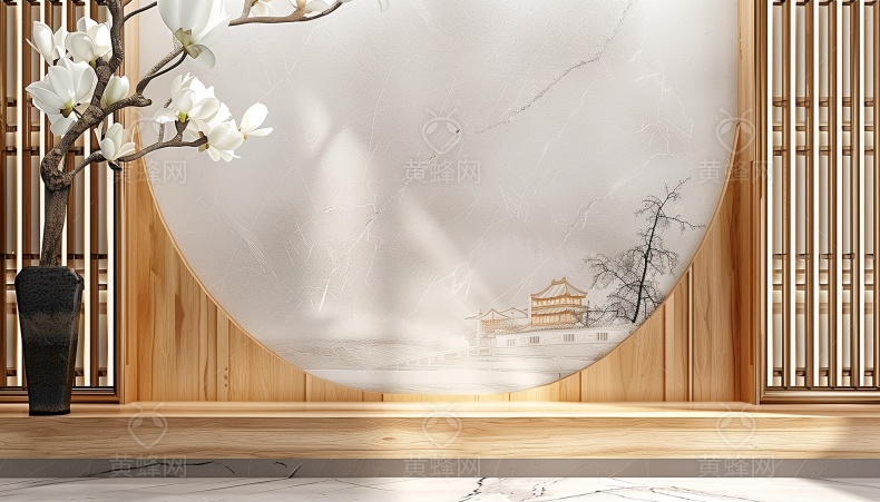 ai生成木制屏风国风场景背景图片素材 - 素材 - 黄蜂网 - 原创可商用设计作品