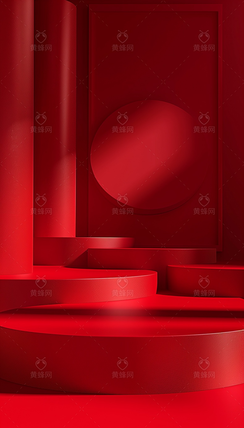 ai生成简约红色3D场景空间图片素材 - 素材 - 黄蜂网 - 原创可商用设计作品