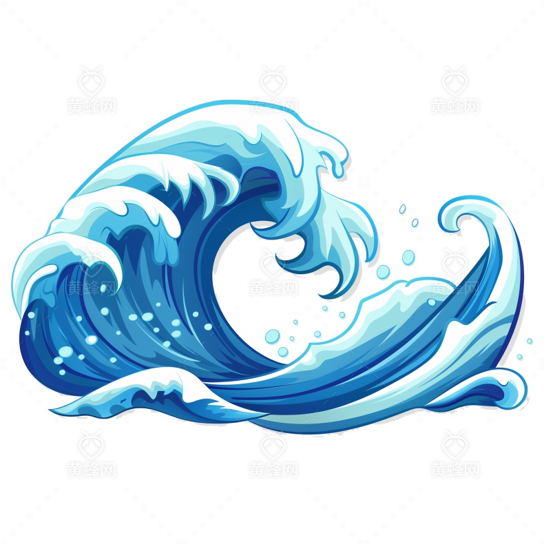 ai生成蓝色卡通浪花PNG图片素材 - 素材 - 黄蜂网 - 原创可商用设计作品