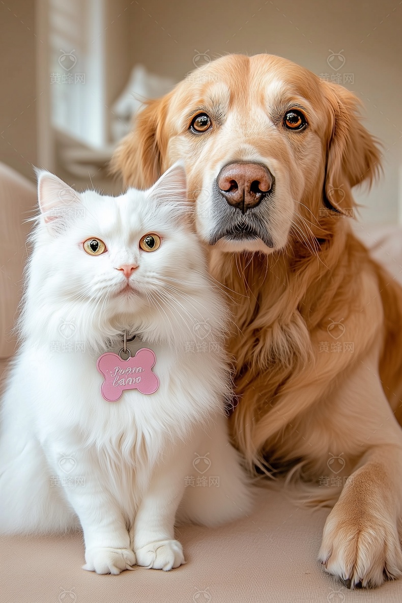 狗,狗狗,金毛狗,金毛犬,白猫,猫咪,猫,ai宠物图片